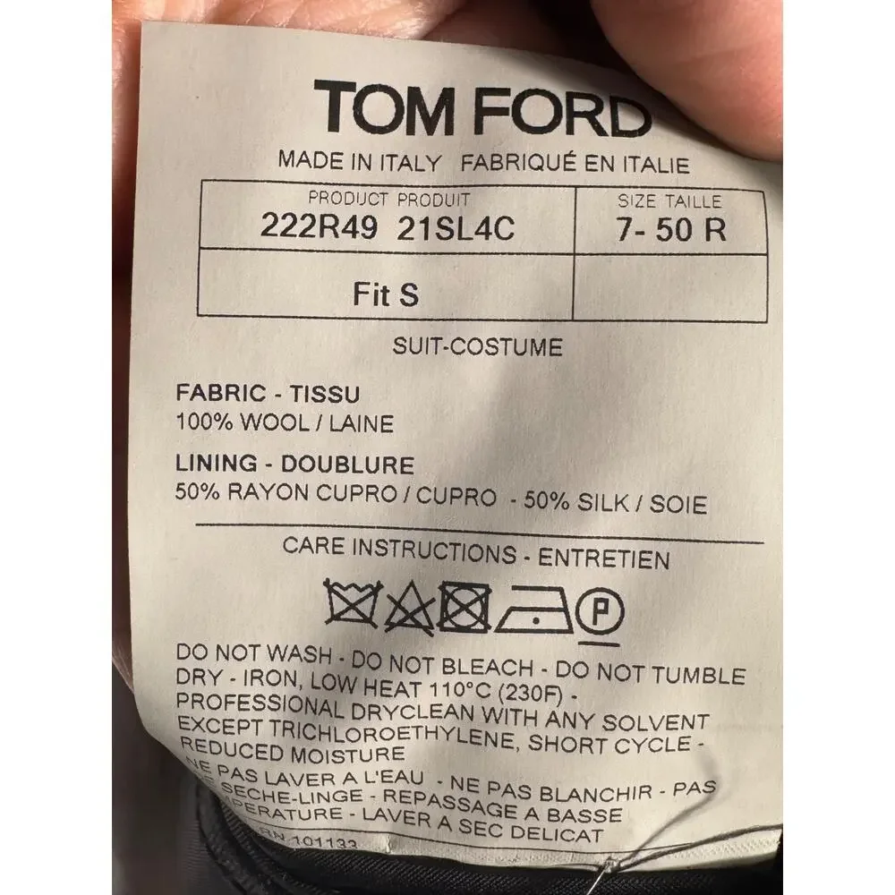 Tom Ford Plaid Charcoal 2pc Peak Lapel Suit 50R Italy 40R US 34x32 Trousers EUC